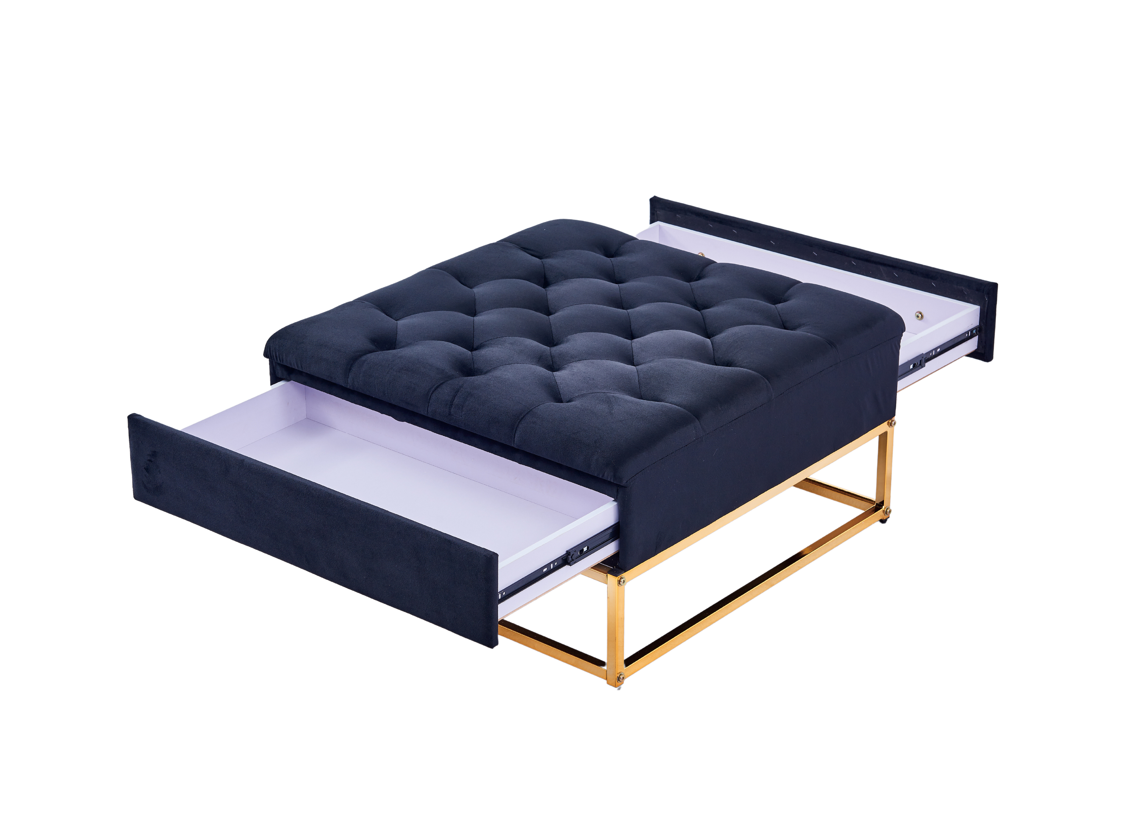 Table Basse rangements TIROIRS plateau velours capitonné