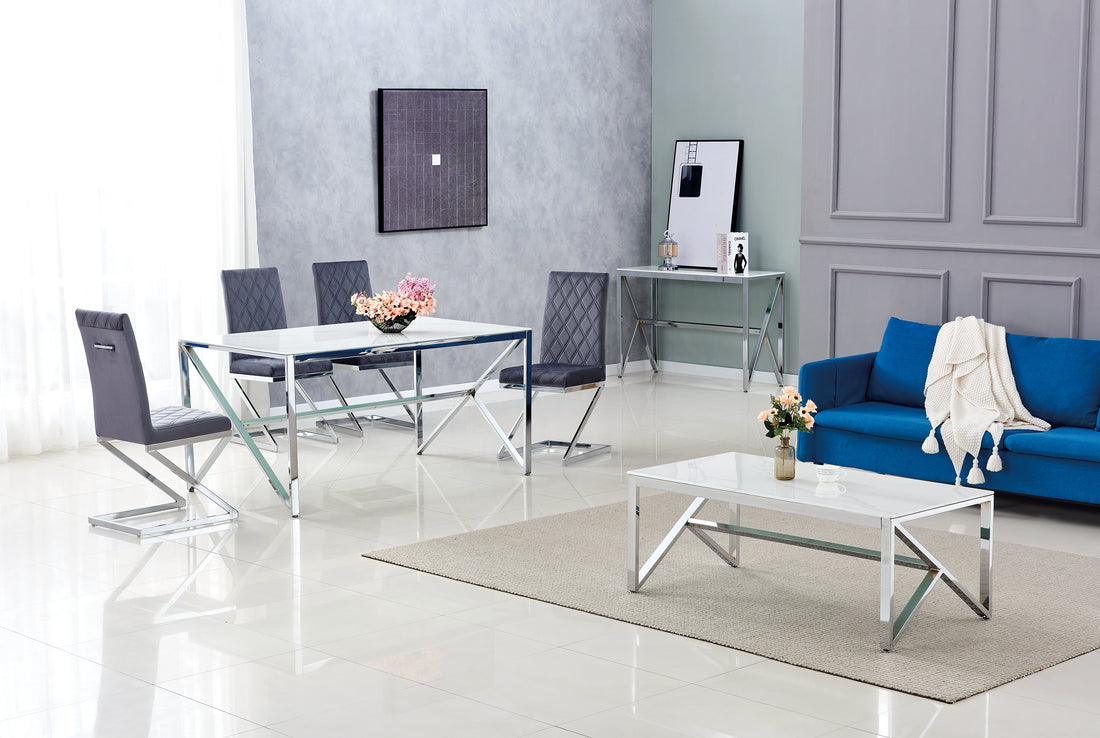 Console MAJESTIQUE Chrome 120x40x78 cm #couleur_Transparent