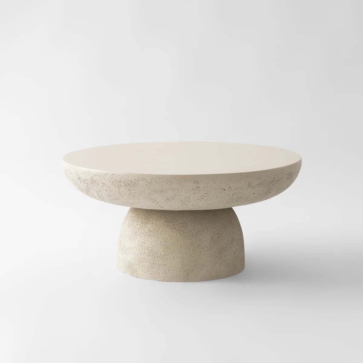 Table basse ronde effet travertin mat salon Ø70 cm GALET