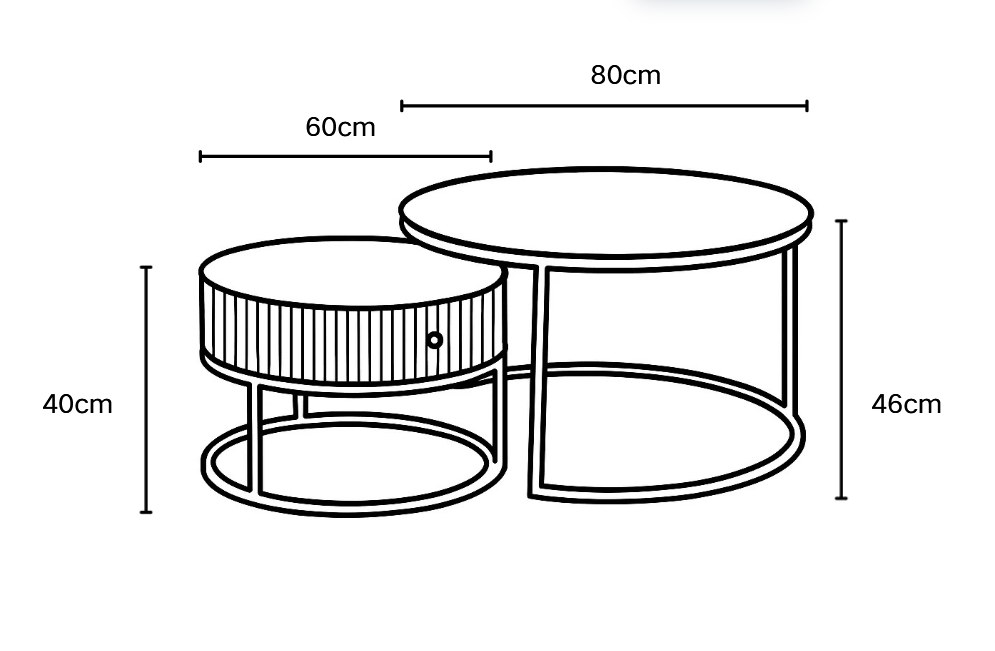 Lot de 2 tables basses gigognes céramique marbre chrome