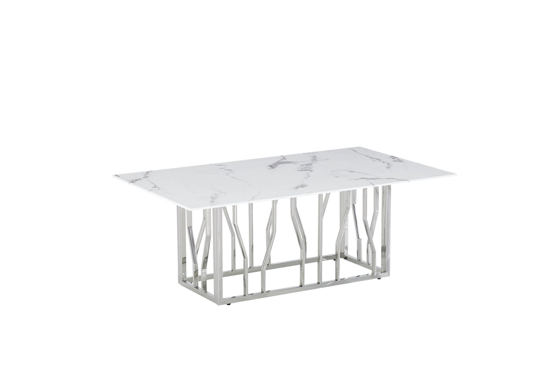 Table basse PORTOFINO chrome marbre blanc 120x70x45 cm #couleur_chrome_marbre_blanc