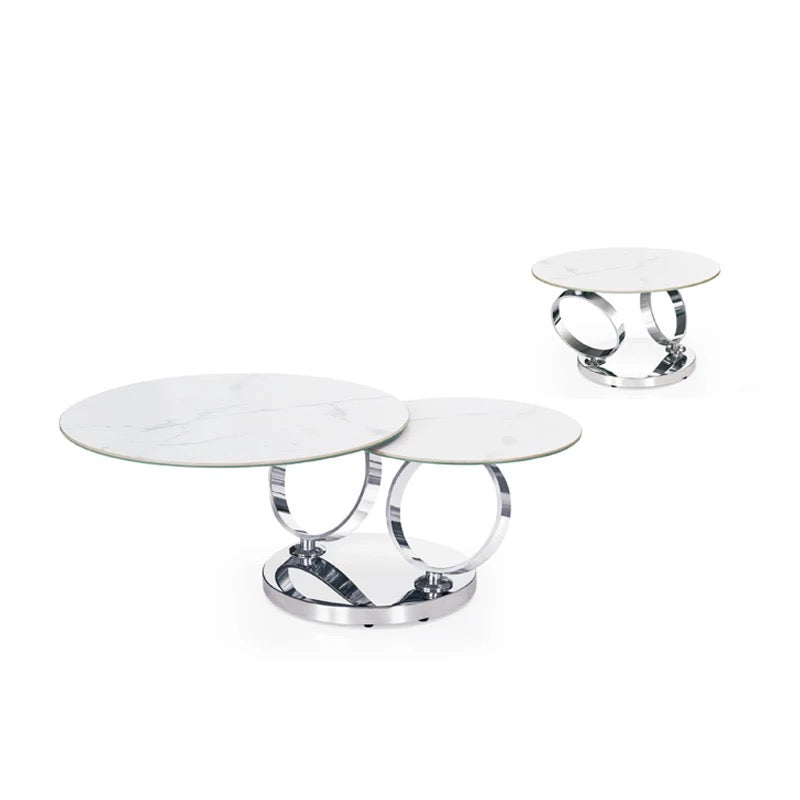 Table Basse AUTOMAT Marbré Blanc 70x45 cm - Marbré blanc