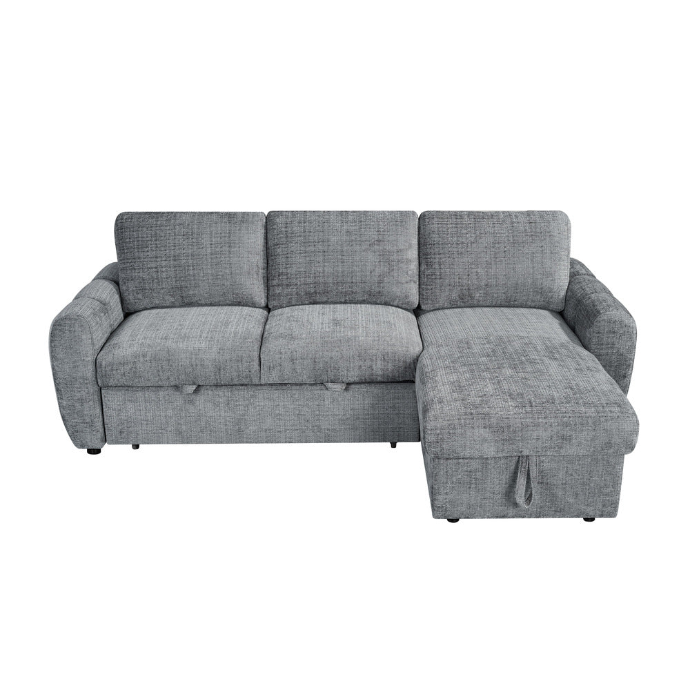 Canapé d’angle droit convertible en tissu Cremona anthracite 238 x 160 cm – Cuba