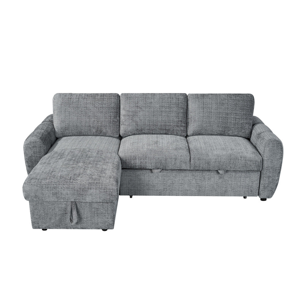 Canapé d’angle gauche convertible en tissu Cremona anthracite 238 x 160 cm – Cuba
