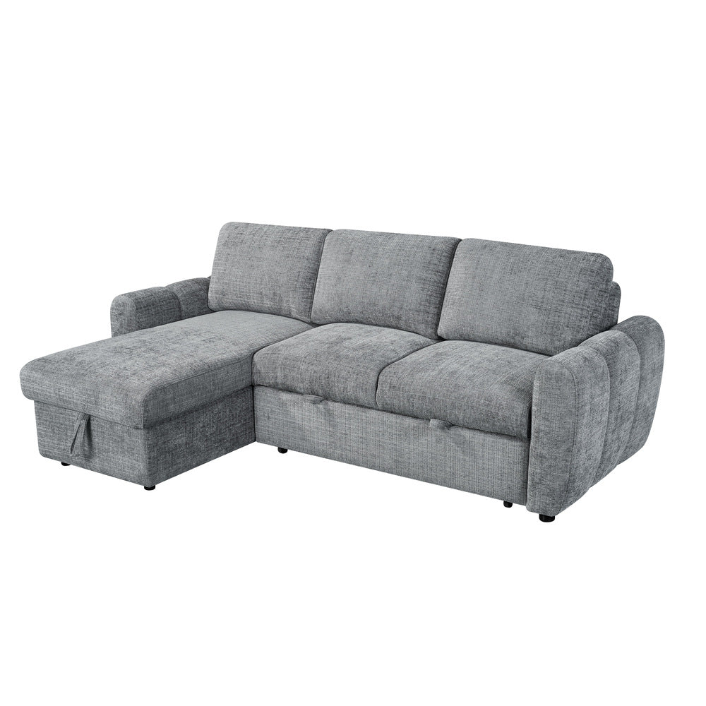 Canapé d’angle gauche convertible en tissu Cremona anthracite 238 x 160 cm – Cuba