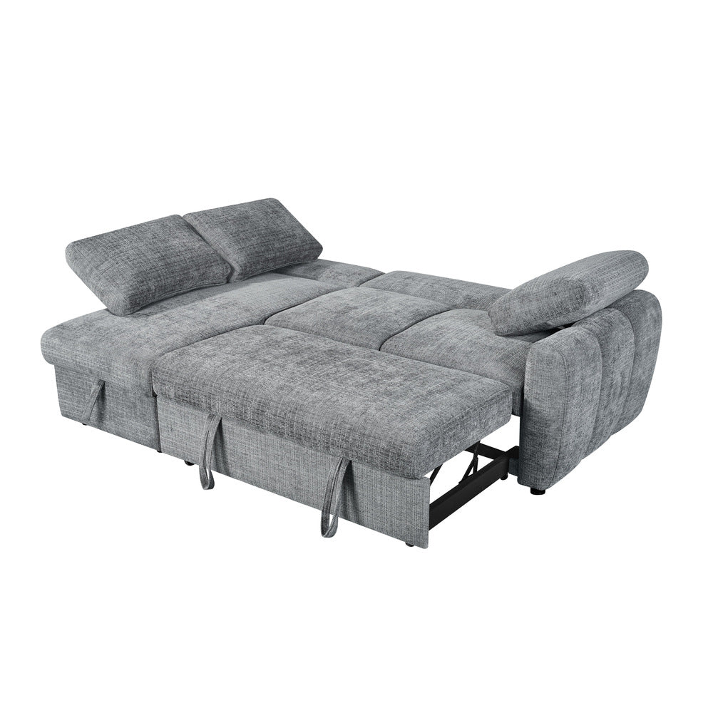 Canapé d’angle gauche convertible en tissu Cremona anthracite 238 x 160 cm – Cuba