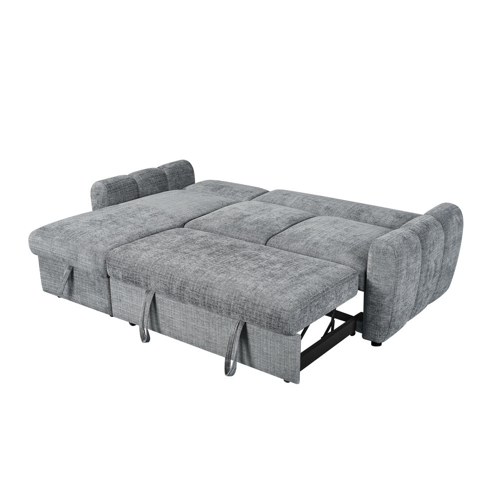 Canapé d’angle gauche convertible en tissu Cremona anthracite 238 x 160 cm – Cuba