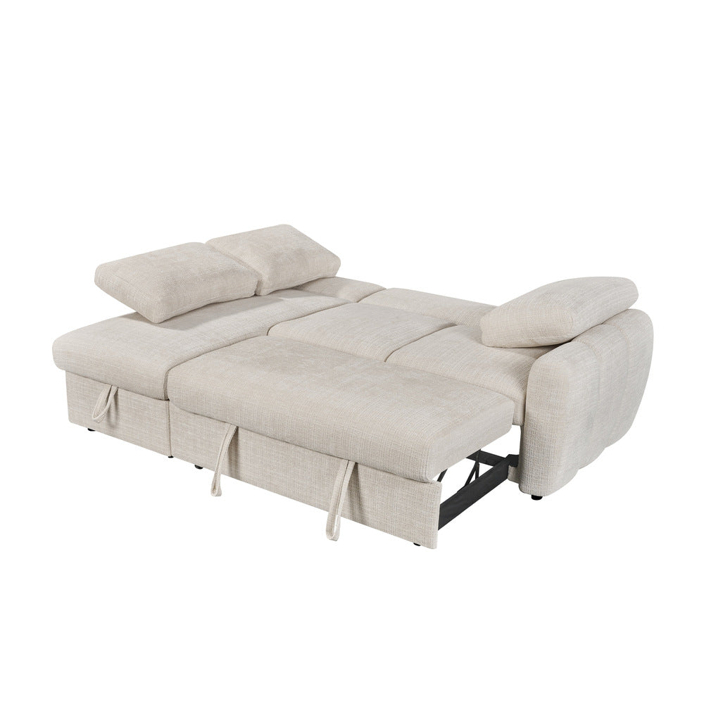 Canapé d’angle gauche convertible en tissu Cremona beige 238 x 160 cm – Cuba