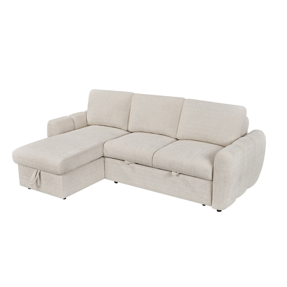 Canapé d’angle gauche convertible en tissu Cremona beige 238 x 160 cm – Cuba
