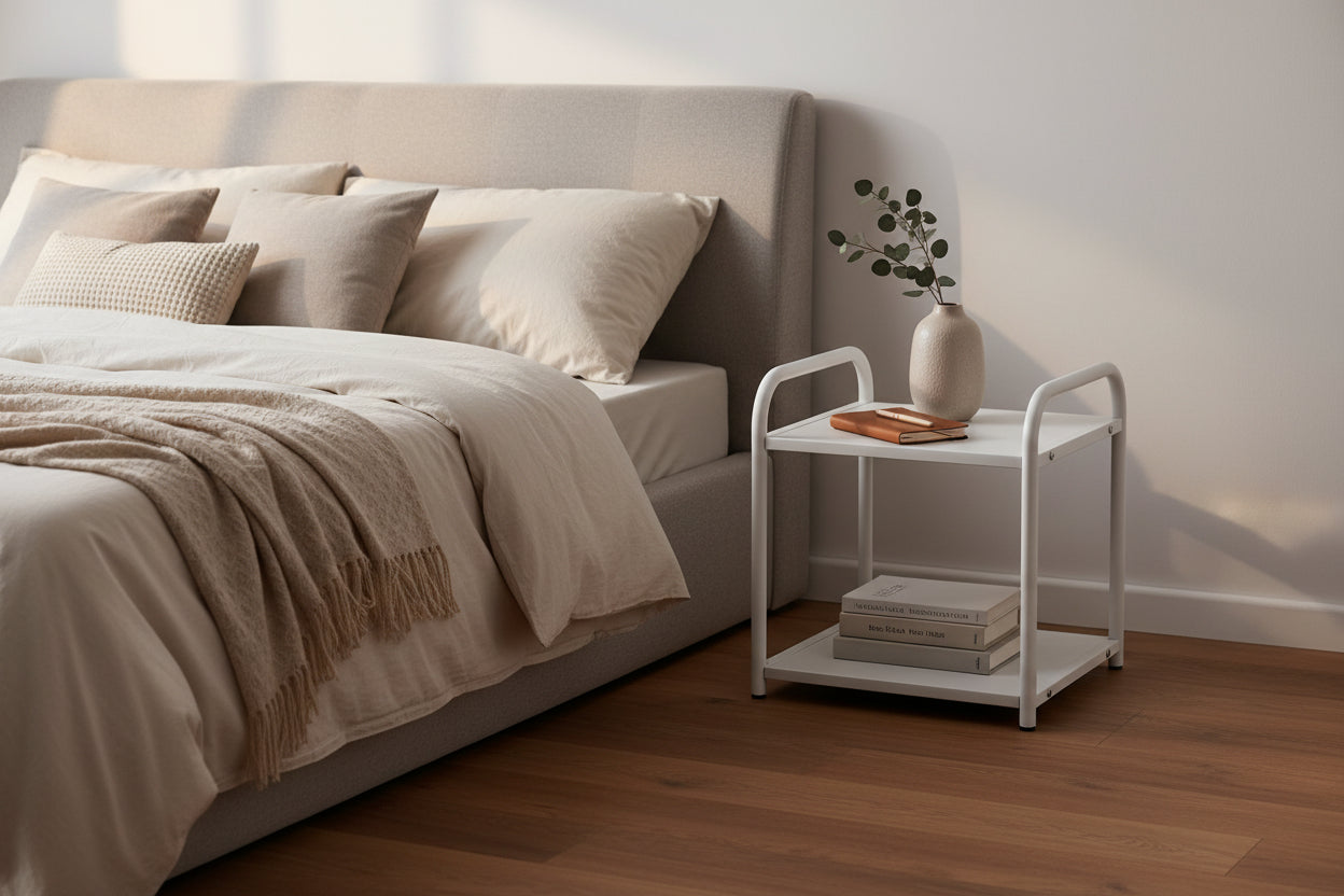 Chevet métal blanc 42x39x46 cm compact ASTRA