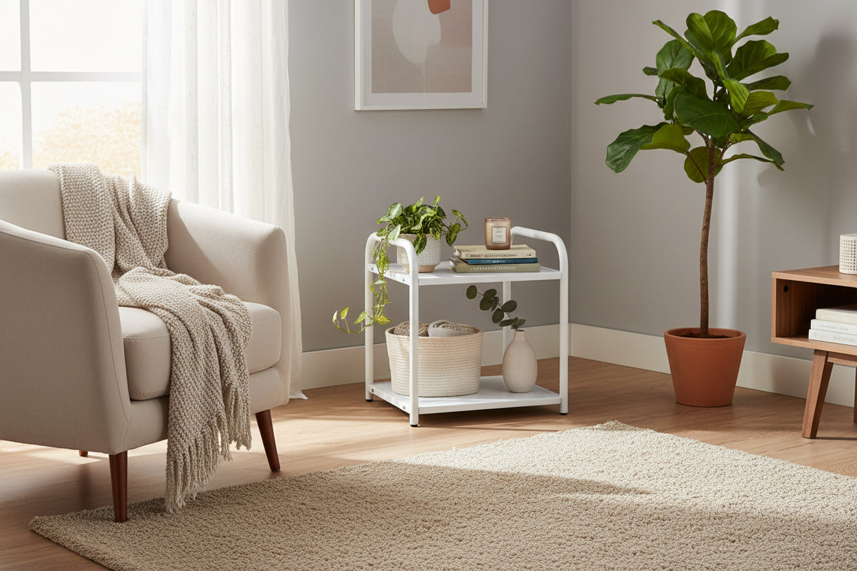 Chevet métal blanc 42x39x46 cm compact ASTRA