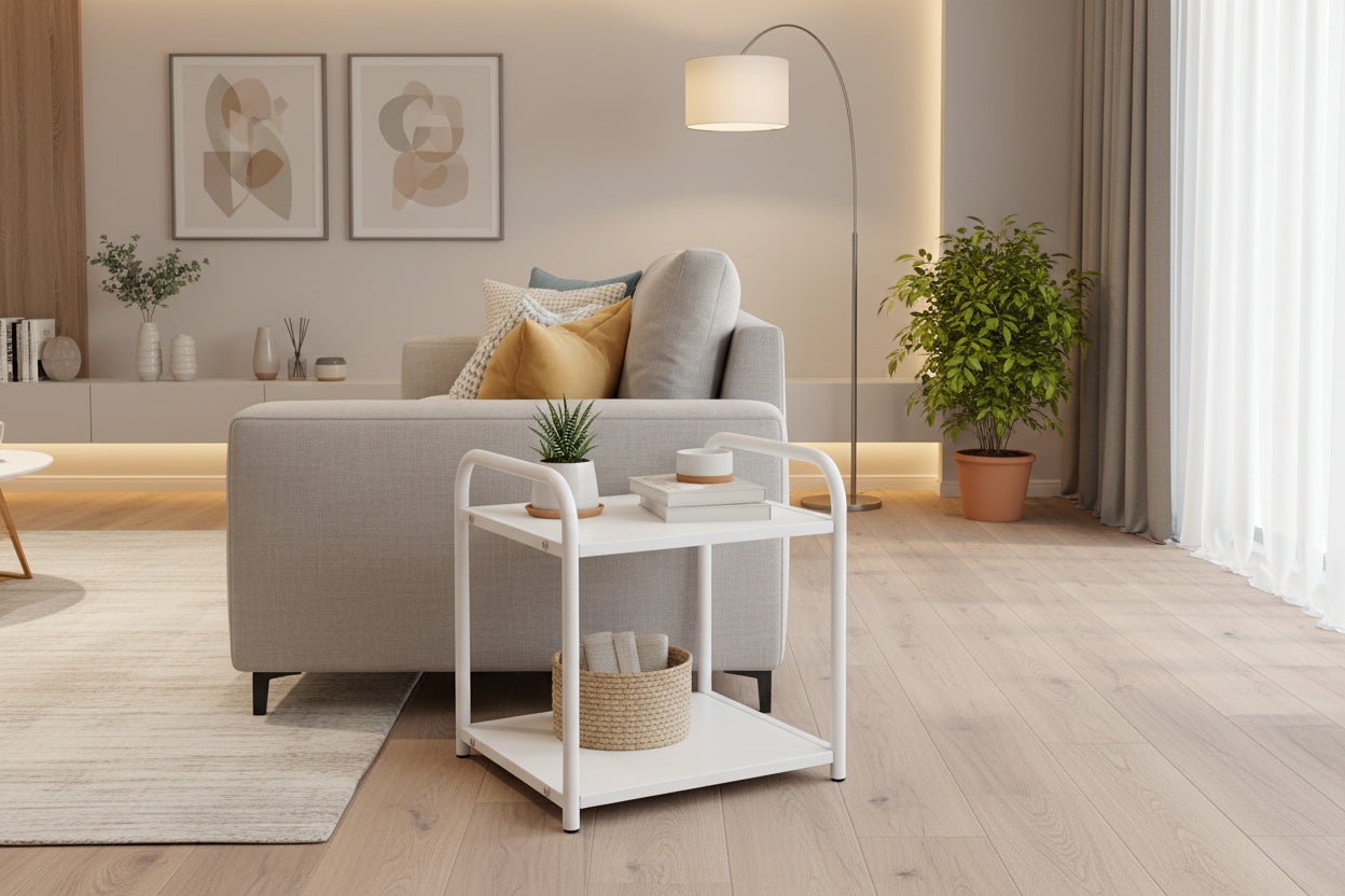 Chevet métal blanc 42x39x46 cm compact ASTRA