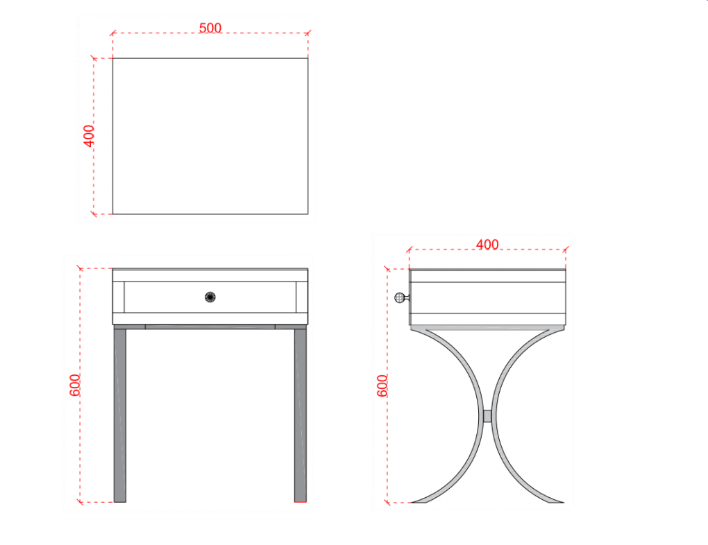 Table de chevet CROSS en verre 50X40X60CM