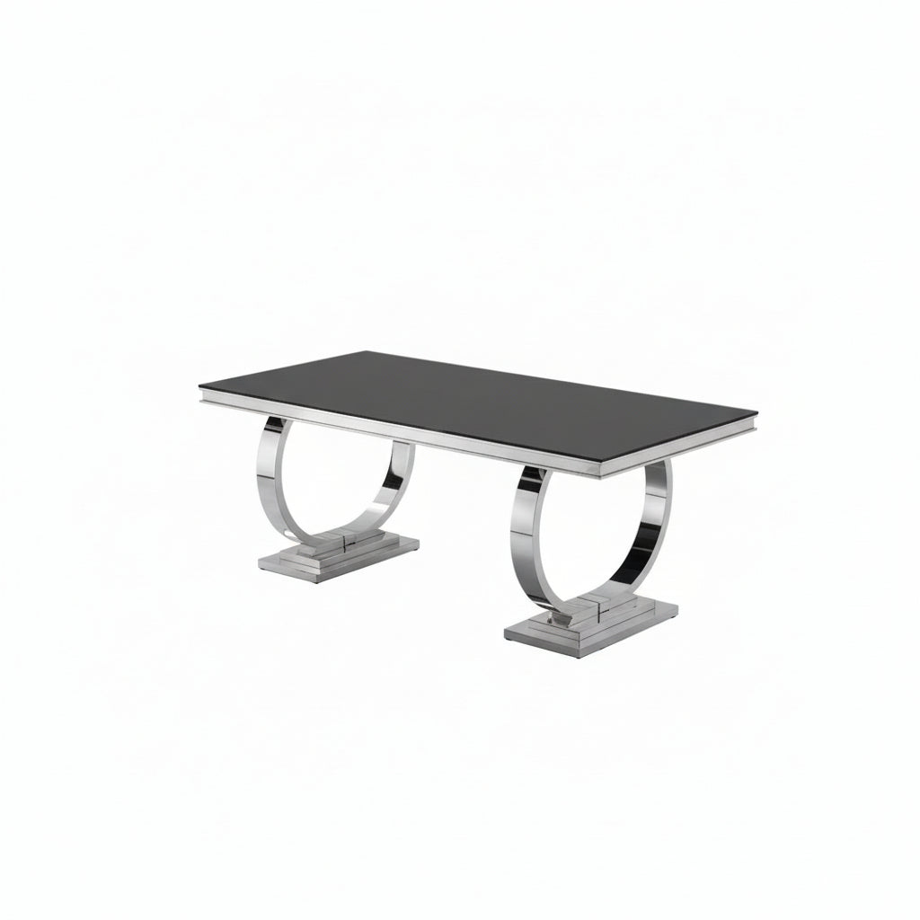 Table à Manger Rectangulaire Verre Noir 180x90 cm OMEGA