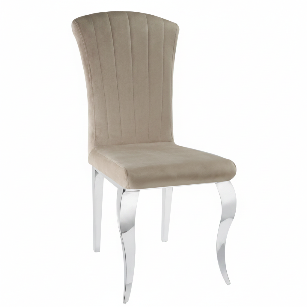 Lot de Chaises baroque LOUIS Chrome Velours #couleu_moka