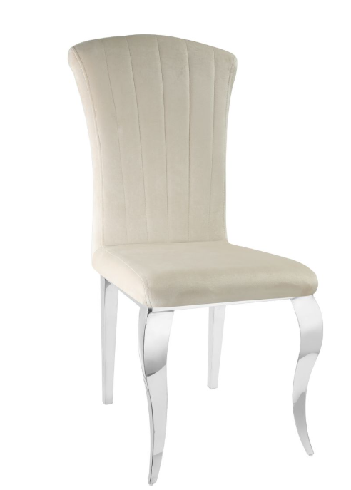 Lot de Chaises baroque LOUIS Chrome Velours #couleu_écru