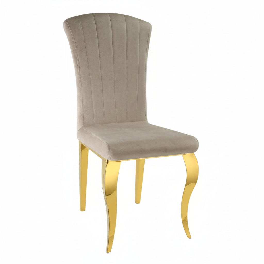 Lot de 6 Chaises baroque LOUIS Gold Velours Moka