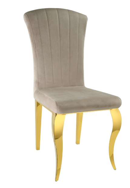 Lot de 6 Chaises baroque LOUIS Gold Velours Moka