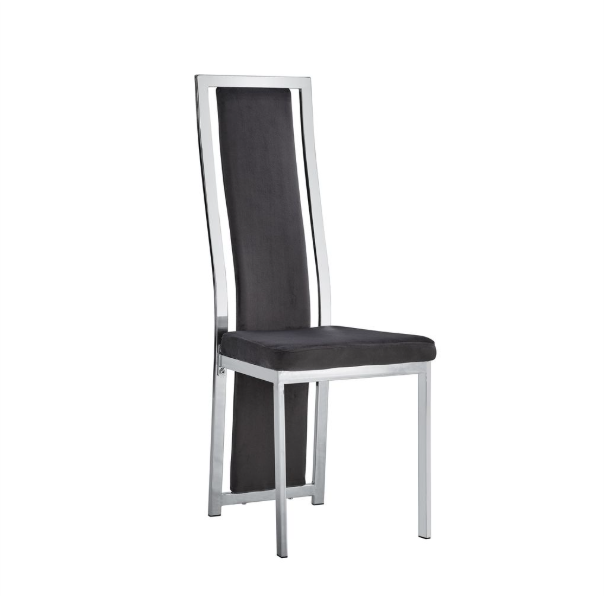 Lot 6 Chaises Salle à Manger Dana Velours Noir Contour Chrome 56x43x99cm