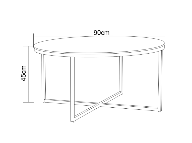 Table basse ronde LORIE Gold plateau en verre D90 cm - Marbré noir