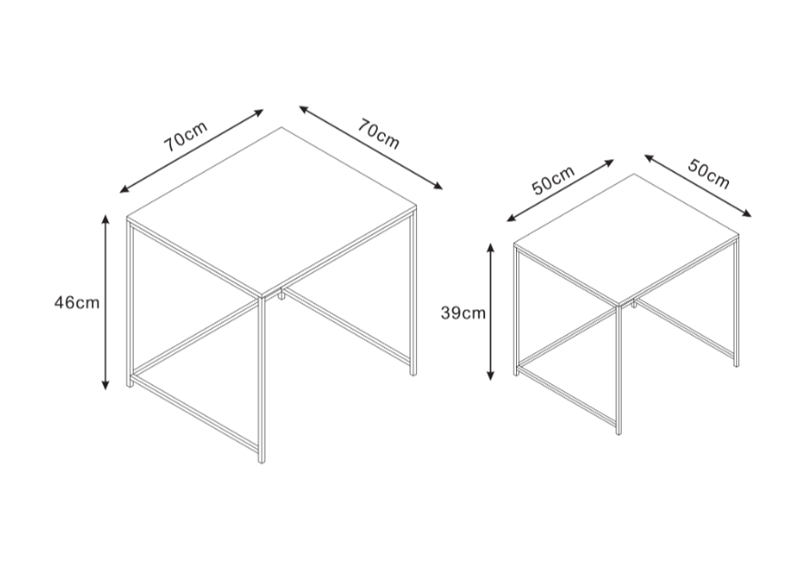 Table basse gigogne BELGRADE métal noir plateau en bois - Chêne griffé