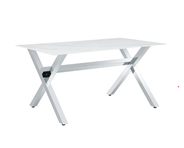 Table à Manger IXE – 150x90 cm – Chrome & Plateau Verre Trempé