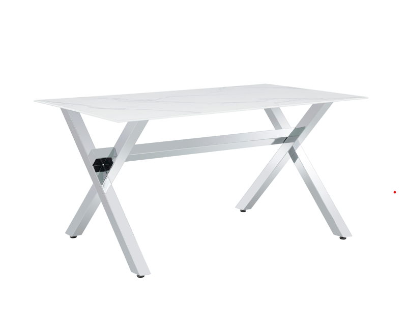 Table à Manger IXE – 150x90 cm – Chrome & Plateau Verre Trempé