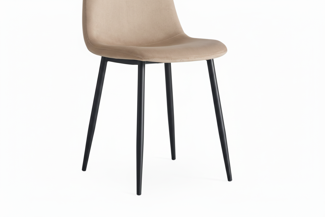 Lot de 4 chaises scandinaves velours taupe pieds métal noir 43,5x40x87cm
