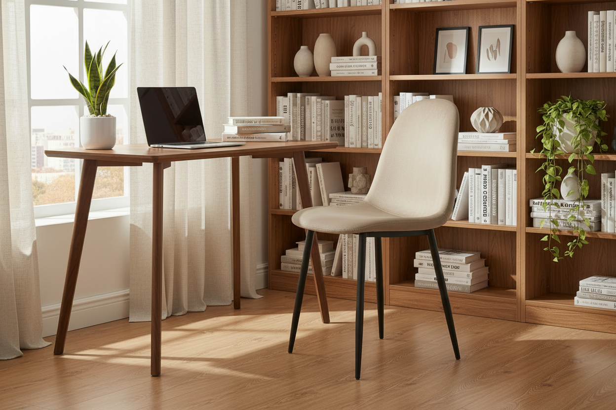 Lot de 4 chaises scandinaves velours taupe pieds métal noir 43,5x40x87cm