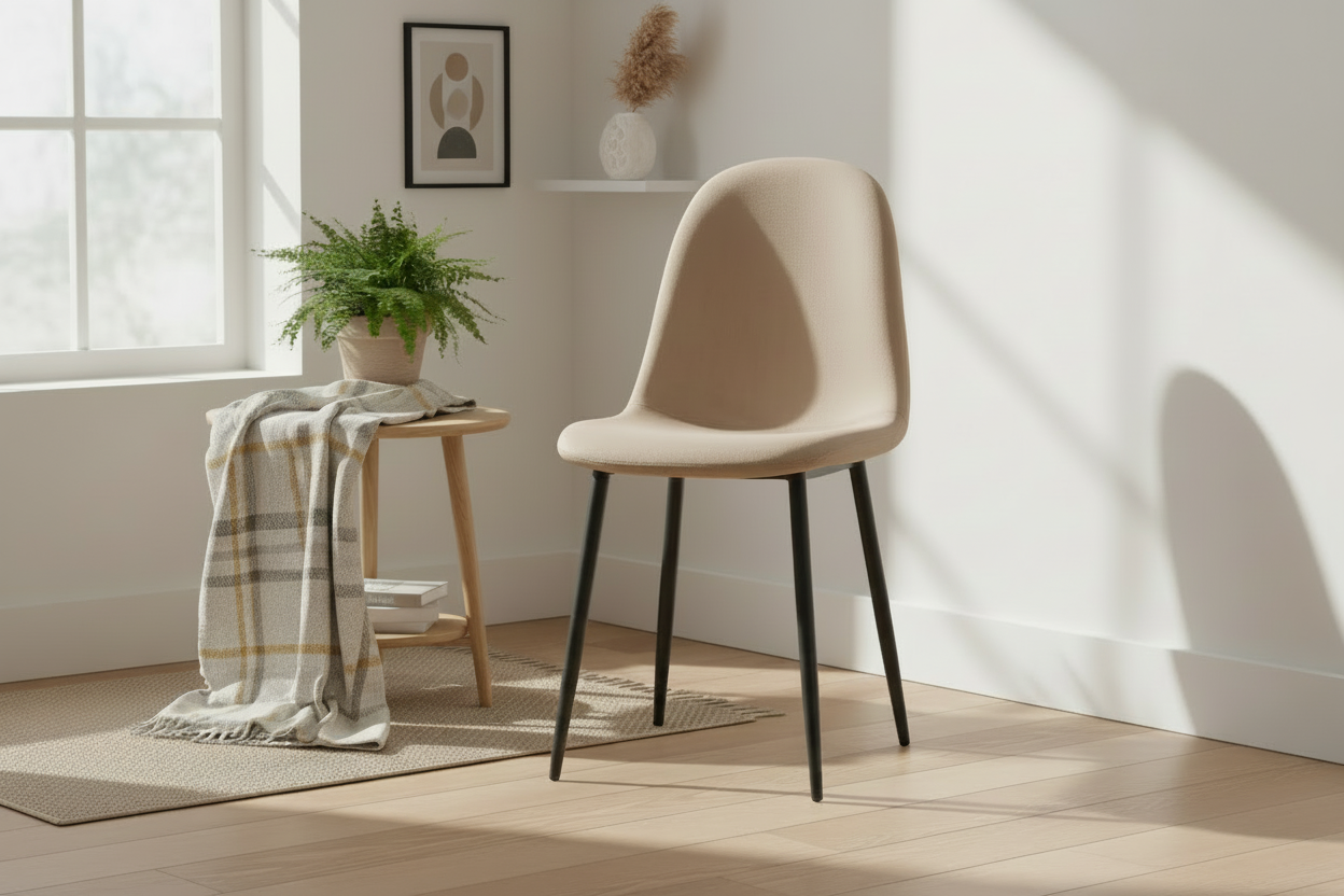 Lot de 4 chaises scandinaves velours taupe pieds métal noir 43,5x40x87cm