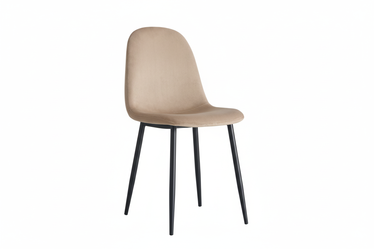 Lot de 4 chaises scandinaves velours taupe pieds métal noir 43,5x40x87cm