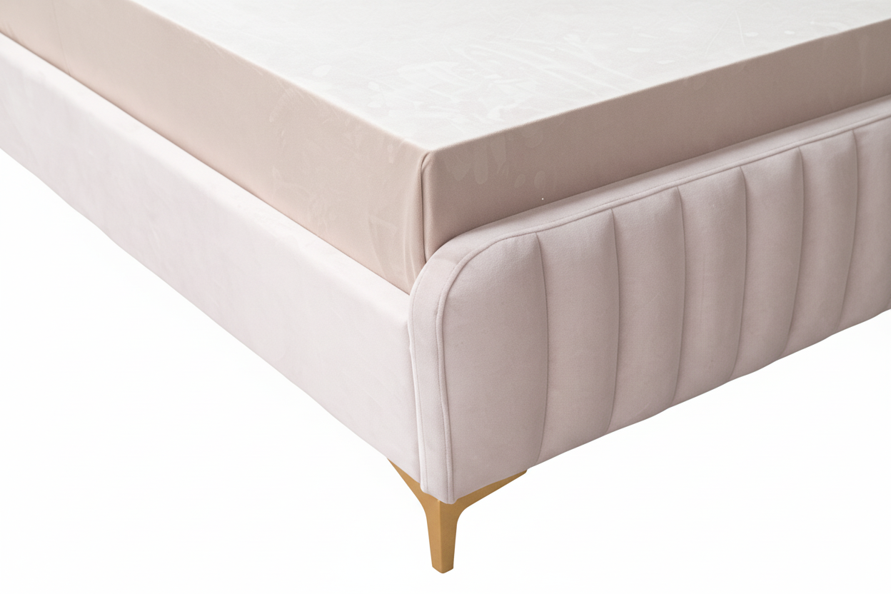 Lit 2 places velours rose 140x190 cm sommier inclus FAYE