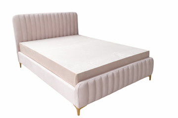 Lit 2 places velours rose 140x190 cm sommier inclus FAYE