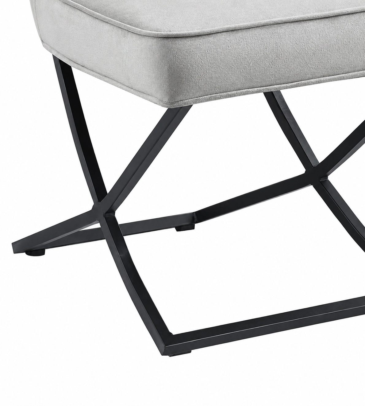 Lot 4 Chaises Salle à Manger Gabrielle Velours Gris Capitonné Pieds Métal Noir