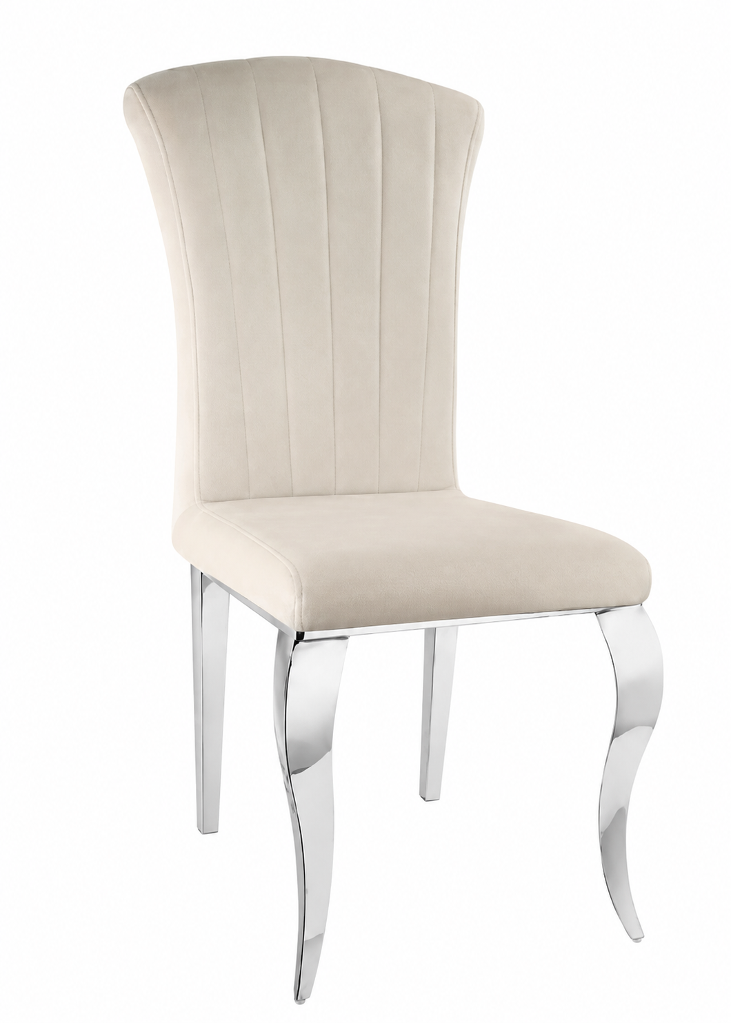 Lot de 6 Chaises baroque LOUIS Chrome Velours Ecru