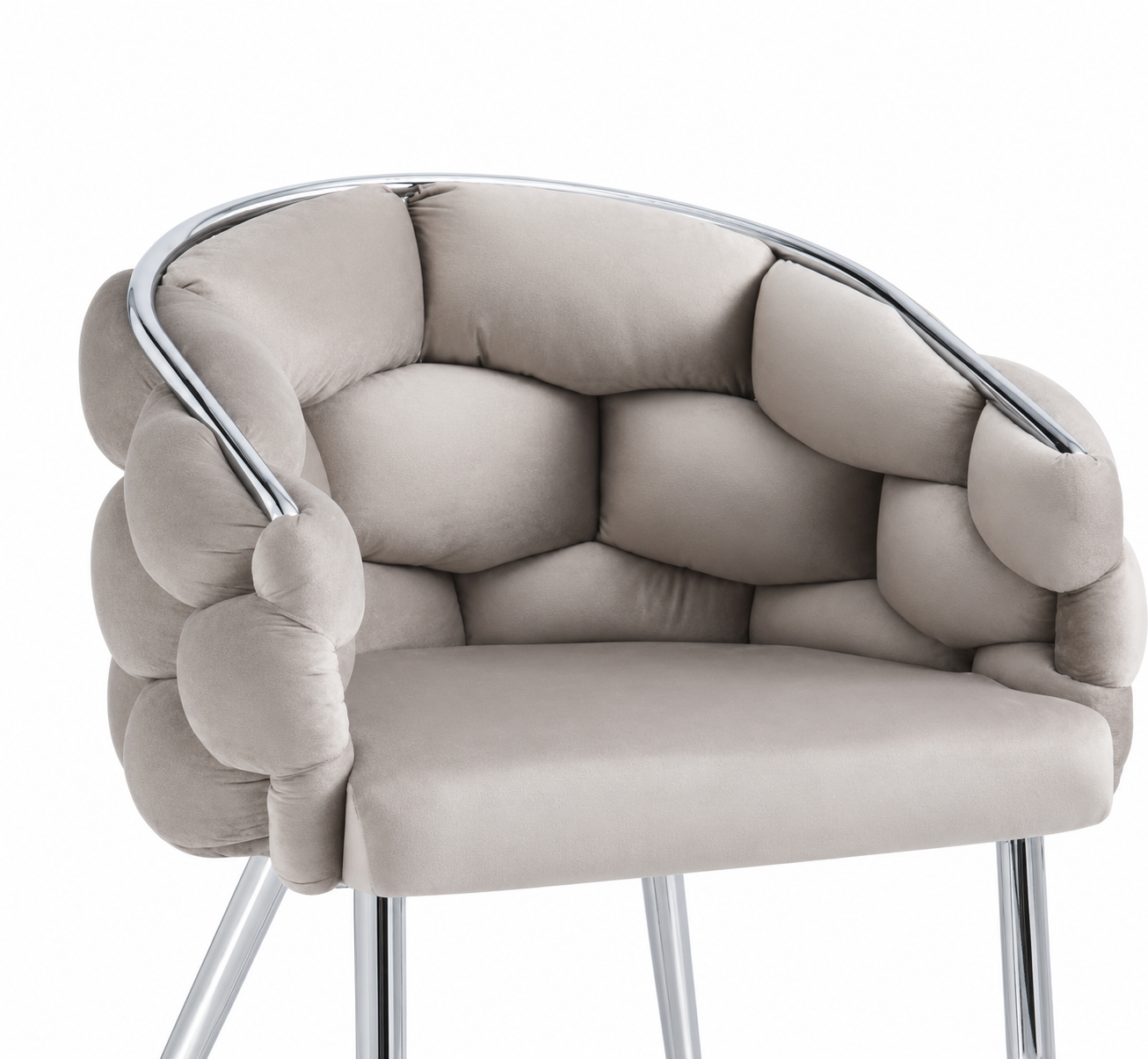 Lot de 2 chaises velours taupe pieds chromés