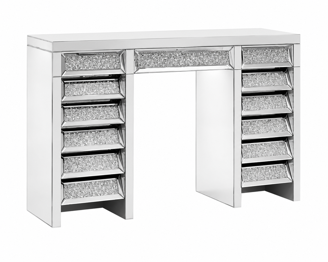 Coiffeuse CRUSHED DIAMOND 13 tiroirs 133x46x80 cm