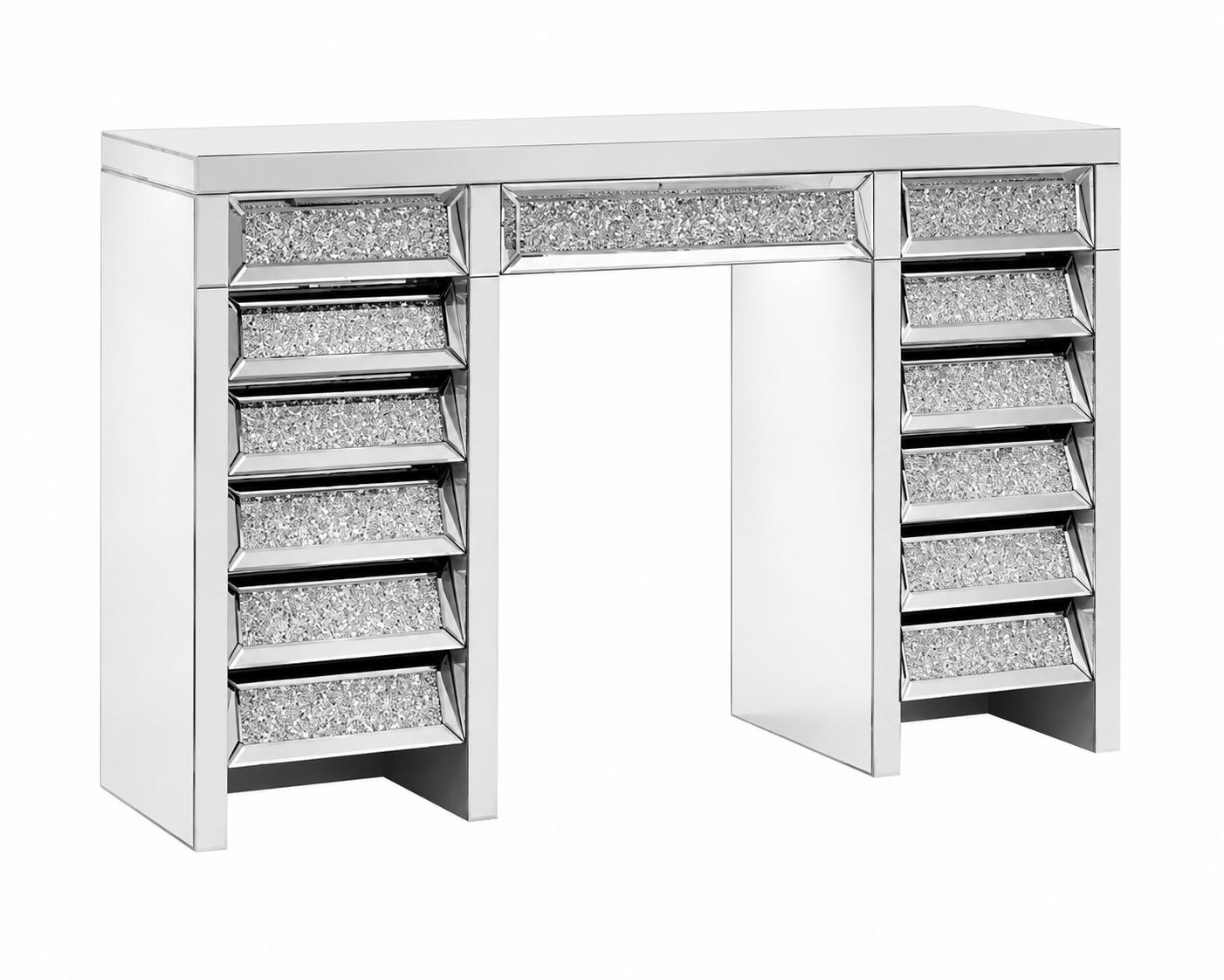 Coiffeuse CRUSHED DIAMOND 13 tiroirs 133x46x80 cm