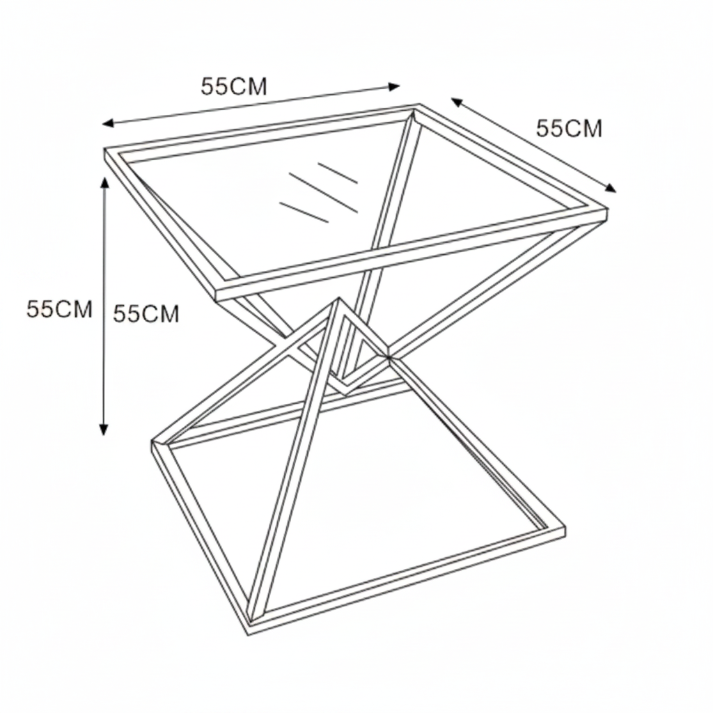 Guéridon PYRAMIDE Gold Transparent 55x55x H55 cm #couleur_transparent