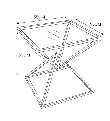 Guéridon PYRAMIDE Gold Transparent 55x55x H55 cm