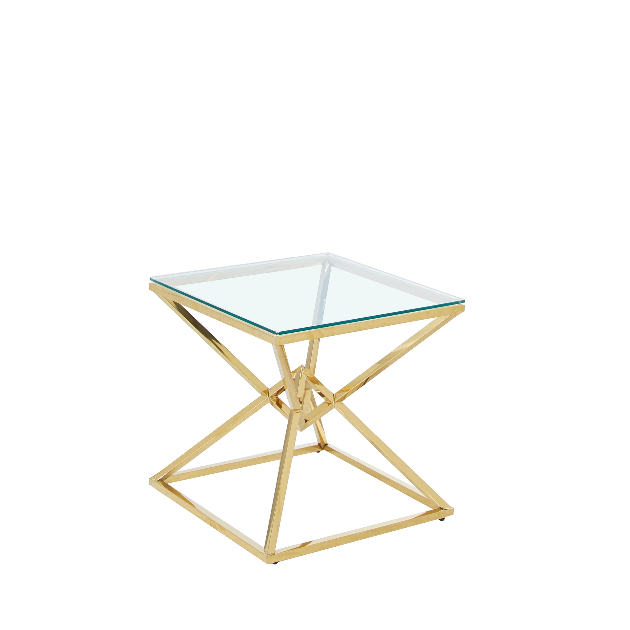 Guéridon PYRAMIDE Gold Transparent 55x55x H55 cm