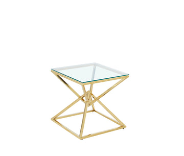 Guéridon PYRAMIDE Gold Transparent 55x55x H55 cm