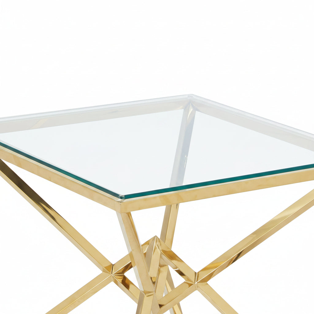 Guéridon PYRAMIDE Gold Transparent 55x55x H55 cm #couleur_transparent