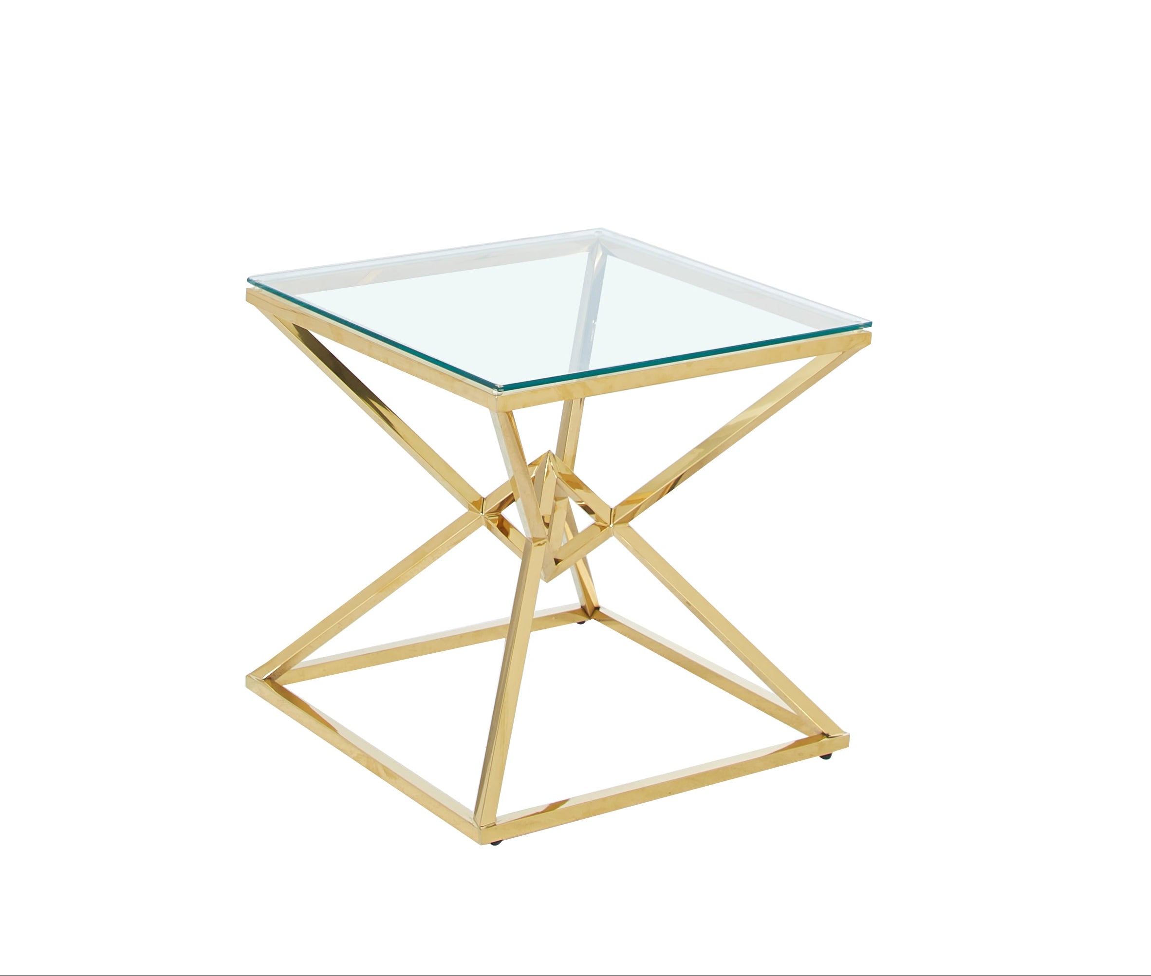 Guéridon PYRAMIDE Gold Transparent 55x55x H55 cm