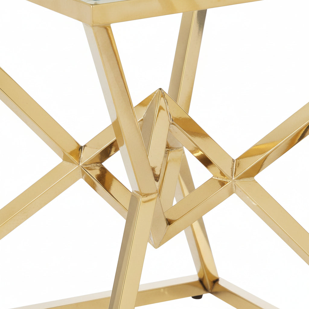 Guéridon PYRAMIDE Gold Transparent 55x55x H55 cm #couleur_transparent