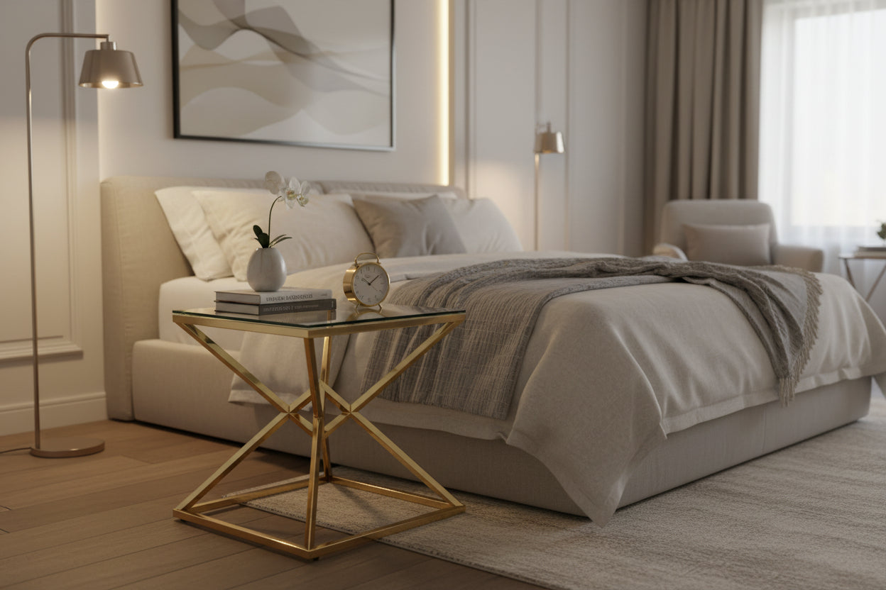 Guéridon PYRAMIDE Gold Transparent 55x55x H55 cm #couleur_transparent