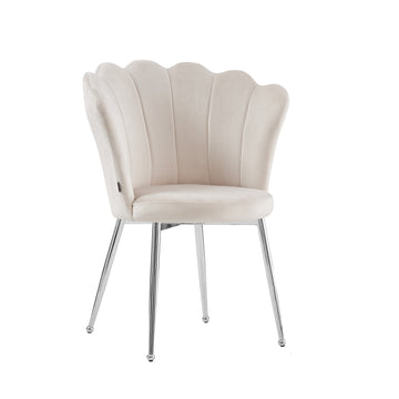 Lot de chaises NYMPHEA pieds Chrome assise Velours #couleur_beige
