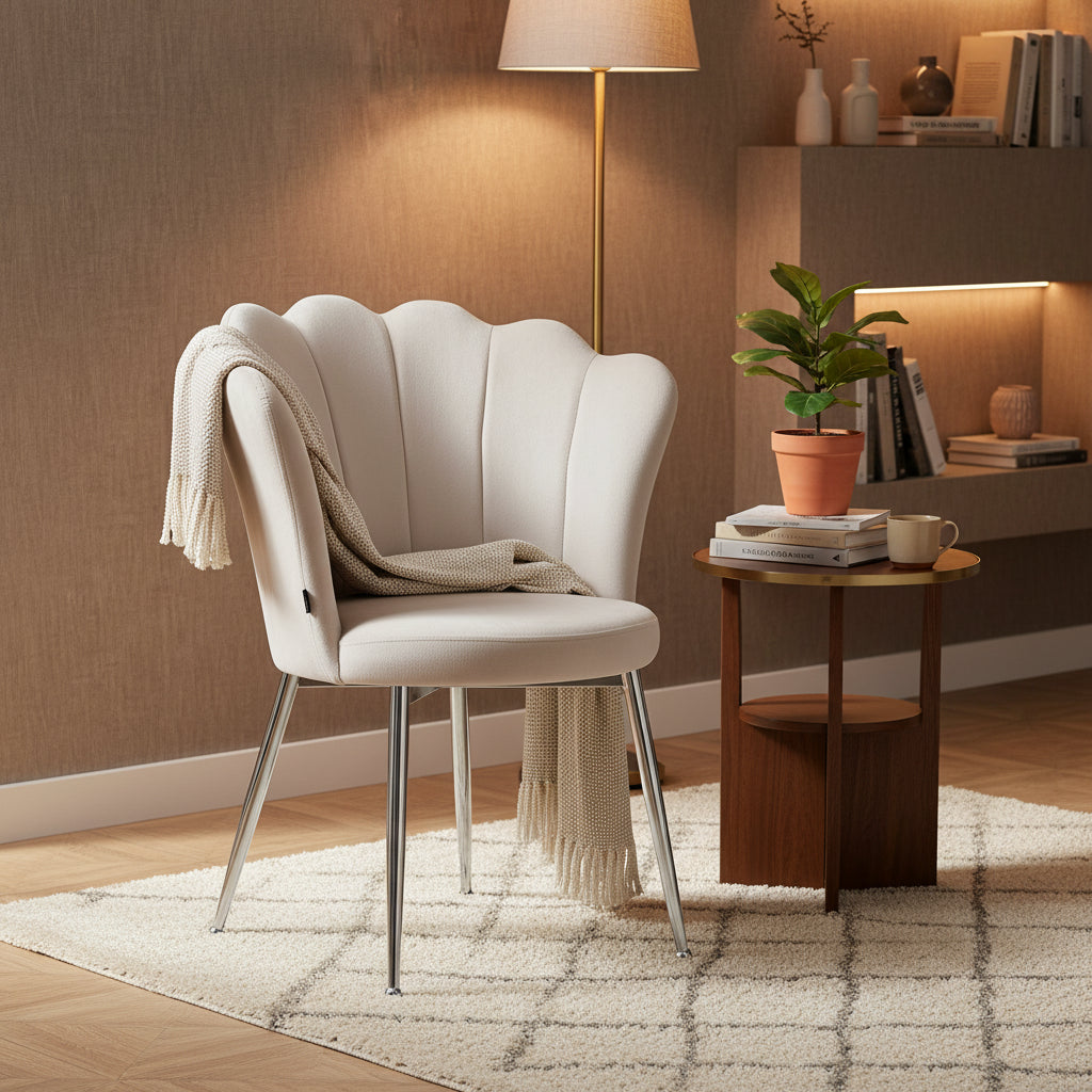 Lot de chaises NYMPHEA pieds Chrome assise Velours #couleur_beige