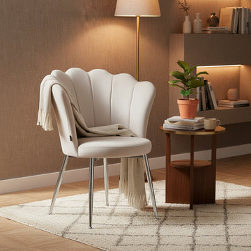 Lot de chaises NYMPHEA pieds Chrome assise Velours #couleur_beige
