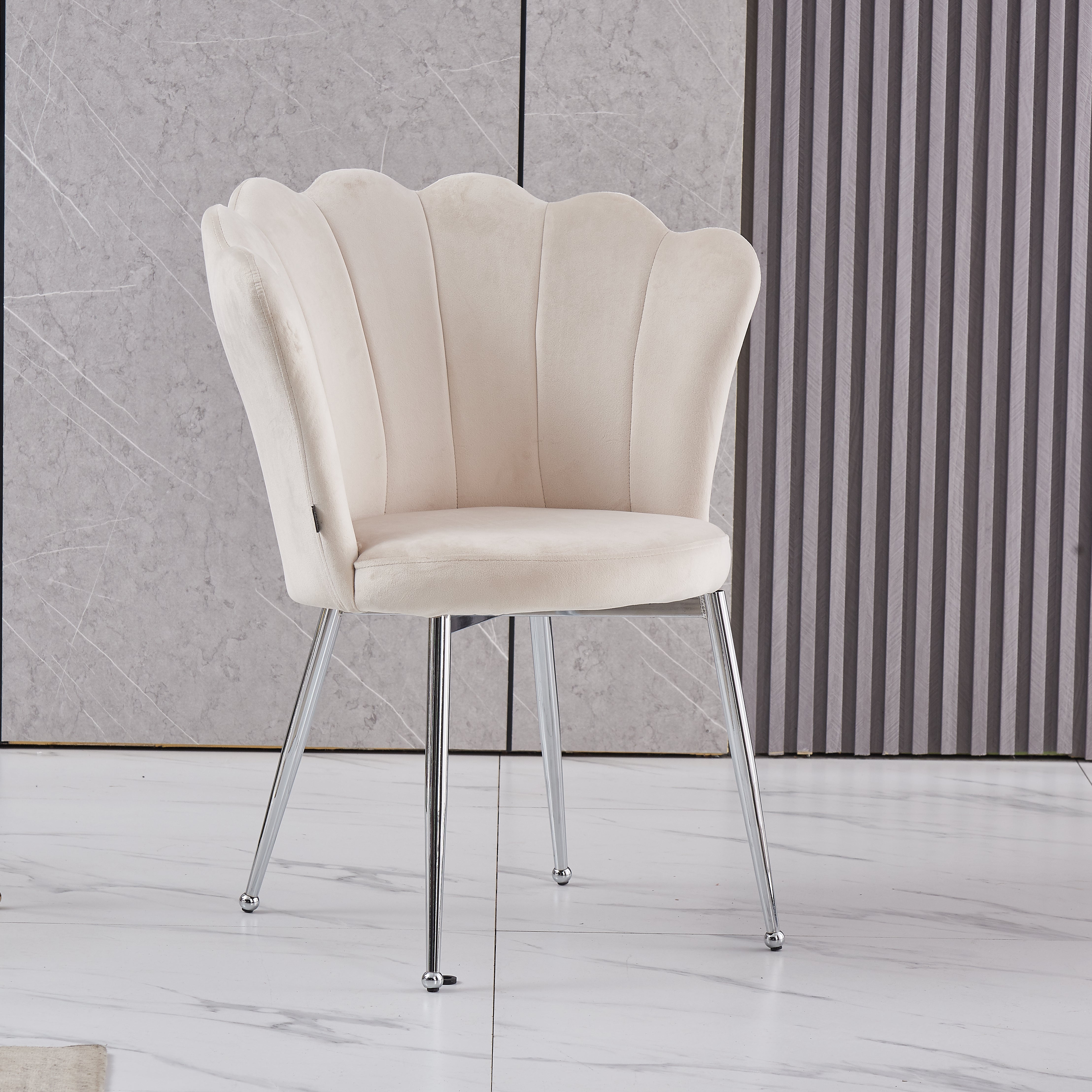 Lot de chaises NYMPHEA pieds Chrome assise Velours #couleur_beige